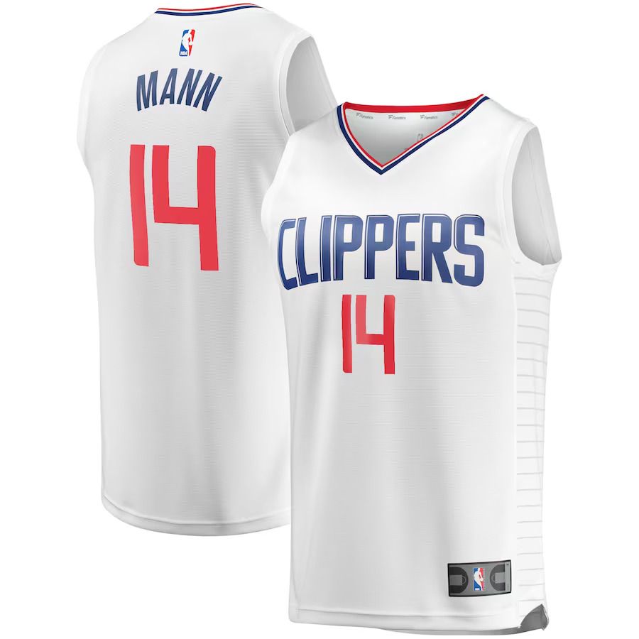 Men Los Angeles Clippers 14 Terance Mann Fanatics Branded White Fast Break Replica Player NBA Jersey